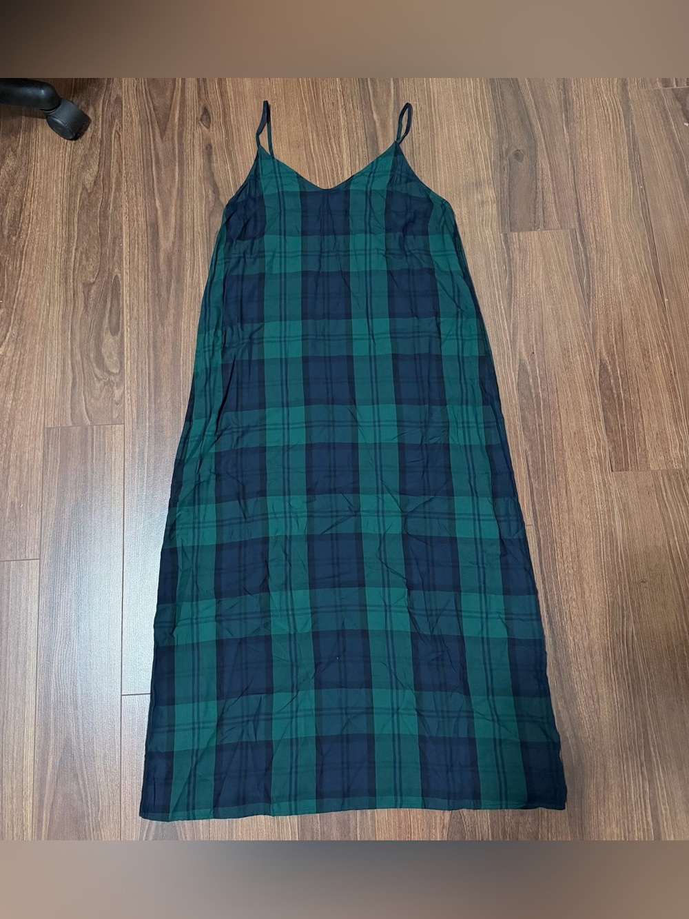Old Navy Green and Navy Plaid Maxi Slip Dress